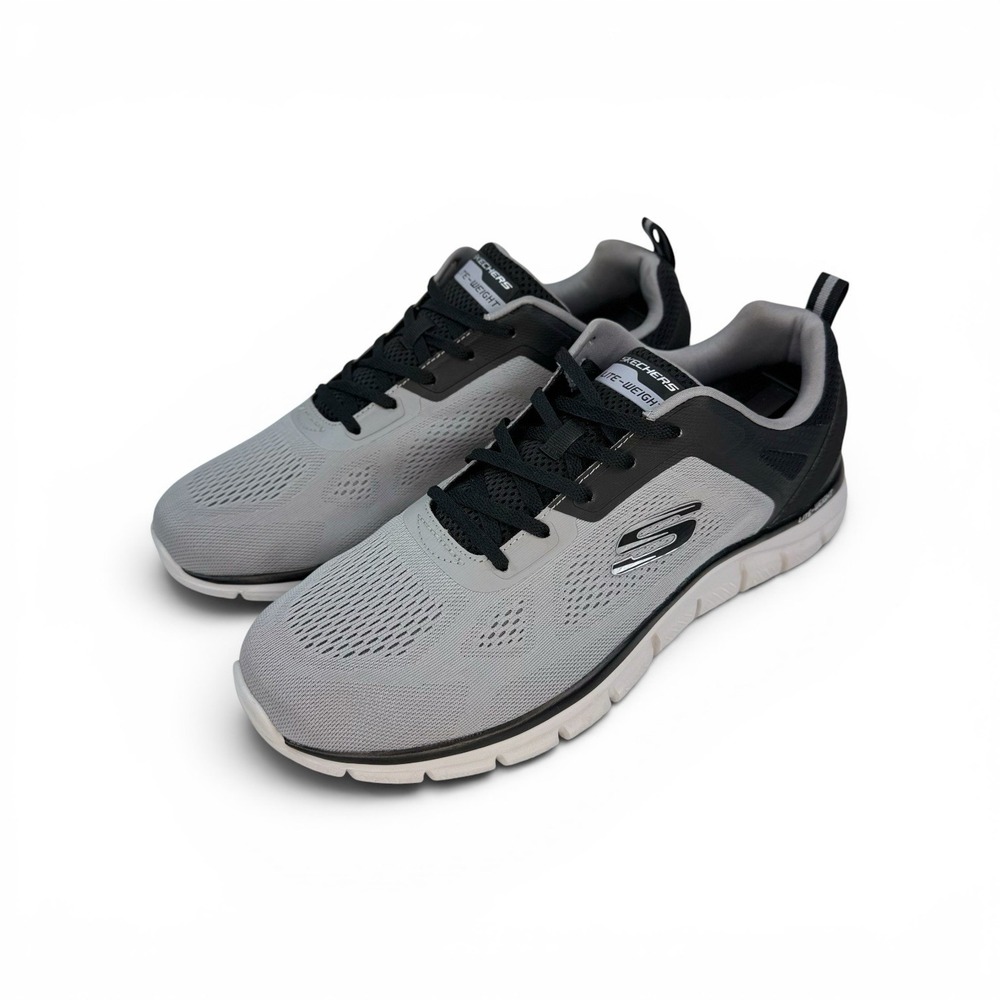 Skechers Memory Foam Mens 13 Wide Fit Gray Black Lite Weight Shoes 232698W GYBK!